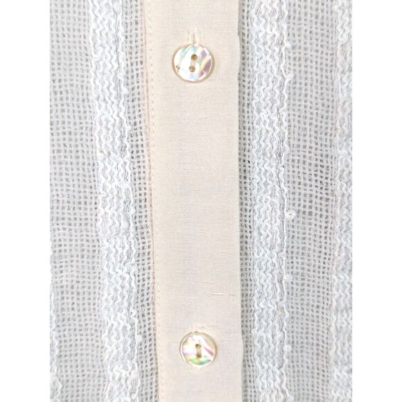 A'NUE LIGNE Woven Popover Top Cream Quiet Luxury Lagenlook Minimalist Medium - Picture 4 of 8